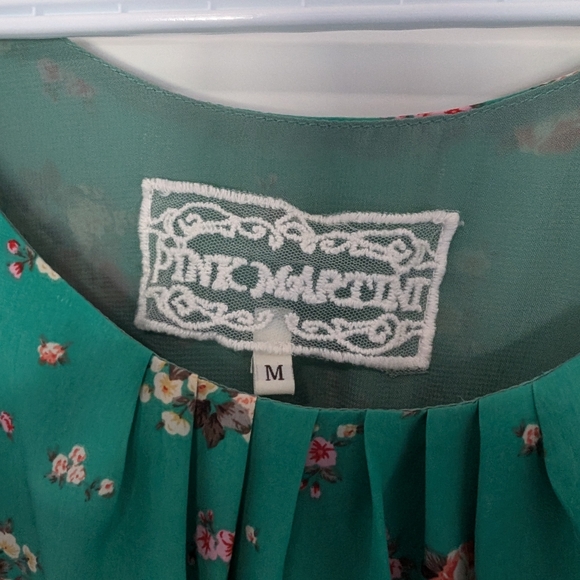 Pink Martini - Turquoise Floral Dress  - Size Med - Hi-Lo - Wedding Guest - Picture 2 of 4